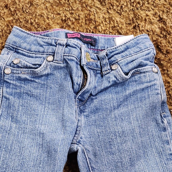 Levis Girls Flare Jeans Sparkle Buttons Adjustable Waist Size 5 - Picture 7 of 11